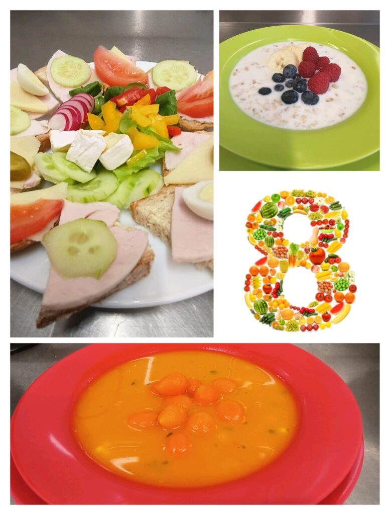 Zdjęcie przedstawia potrawy podawane w przedszkolu