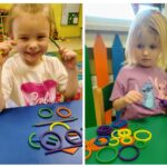 Dzieci z grupy "Słoneczka" podczas zabawy z darami Froebla